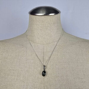 925 Sterling Silver Green Natural Stone Reversible Pendant Necklace